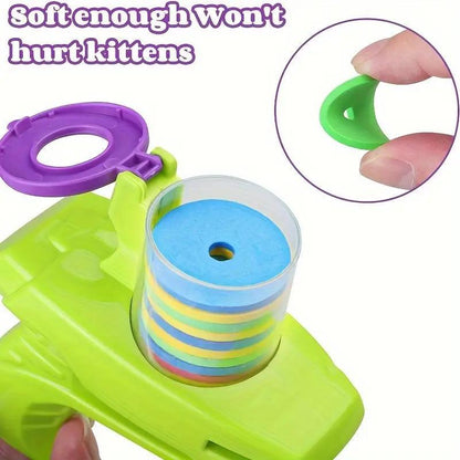 Interactive Cat Toy Launcher - Battery-Free Foam Plate Shooter for Indoor Play - Ideal Pet Supplies for Small Cats and Dogs