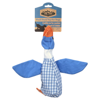 Plush Squawking Plaid Duck, Blue