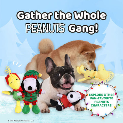 Holiday Plush Toys for Dogs | Peanuts Comics Dog Toys Snoopy and Woodstock Holiday Slumber Party Squeaky Dog Toys | Stuffed Animal Dog Toys, 9" 2 Piece