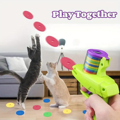 Interactive Cat Toy Launcher - Battery-Free Foam Plate Shooter for Indoor Play - Ideal Pet Supplies for Small Cats and Dogs