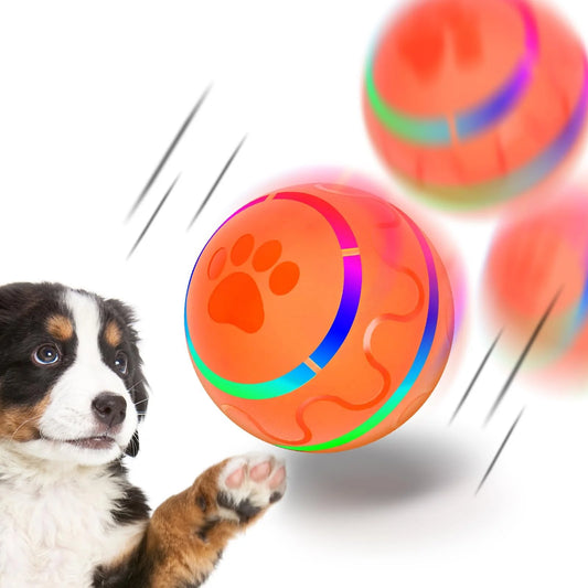 Interactive LED Rolling Dog Ball - Durable, Motion-Activated Toy for Small to Medium Breeds, USB Rechargeable and BPA-Free